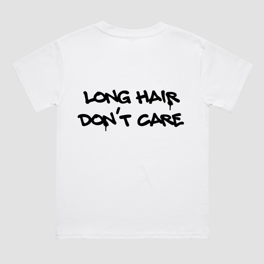 Long Hair Don't Care White T-Shirt