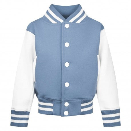 Born Cool - Kids Soft Blue Varsity Jacket | Sequin Tiger