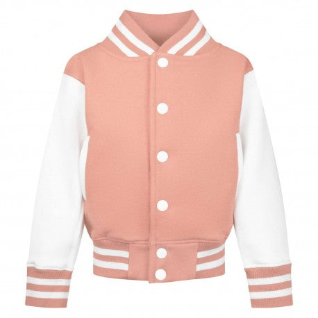 Born Cool - Kids Soft Pink Varsity Jacket | Sequin Tiger